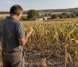 Après trois mois presque sans pluie dans certains territoires, la production française de maïs grain devrait chuter de 35,5 % en 2026, pour une perte économique estimée à un milliard d’euros