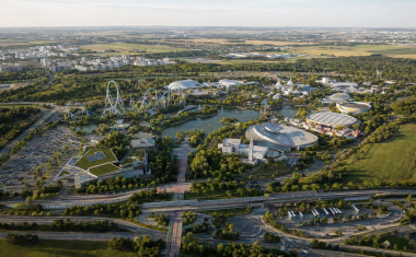 Vue d’illustration du futur complexe de parcs à thème envisagé dans le secteur de Cergy-Pontoise. Le projet prévoit six milliards d’euros d’investissement et jusqu’à 22 000 emplois directs, mais ses contours et son calendrier restent à définir